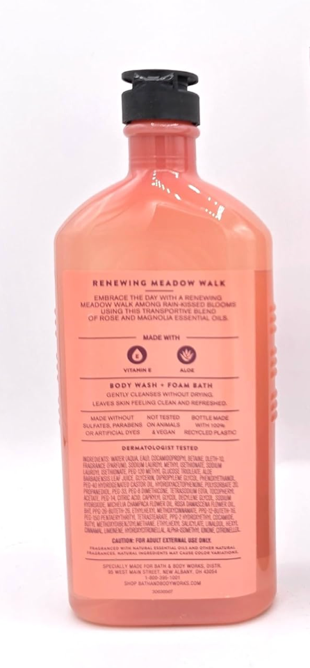 Bath and Body Aromatherapy Renewing Meadow Walk Rose Magnolia Body Wash 10 fl oz
